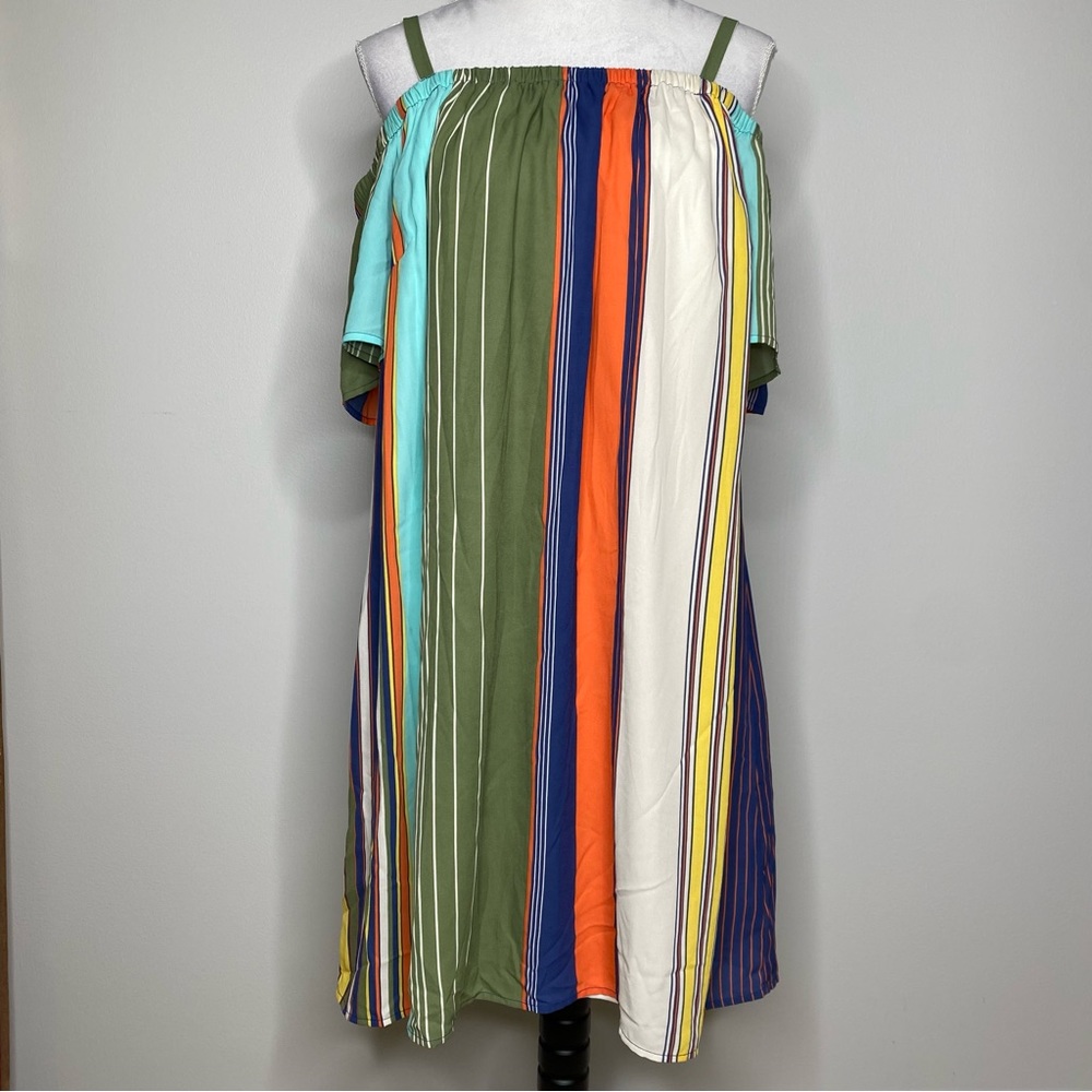 Luxology NWT striped cold shoulder shift dress size 16